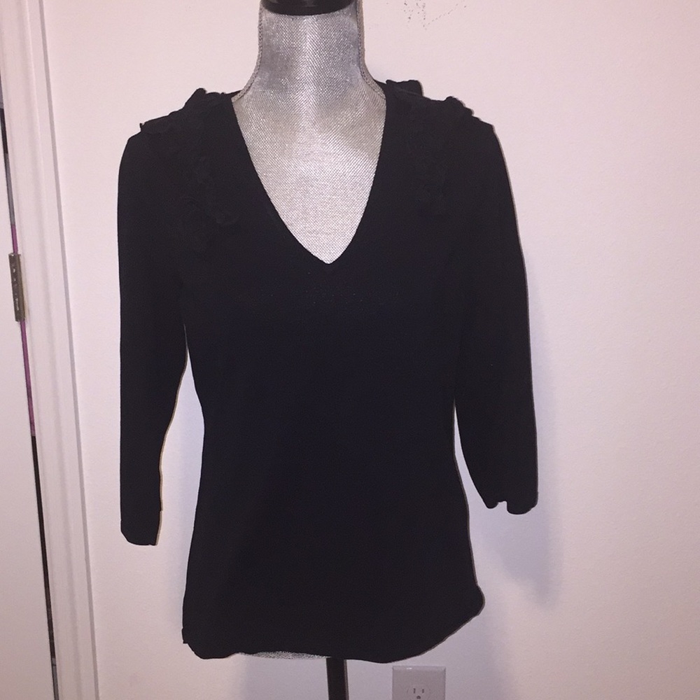 I.N.C black 3/4 length sleeve V-neck shirt